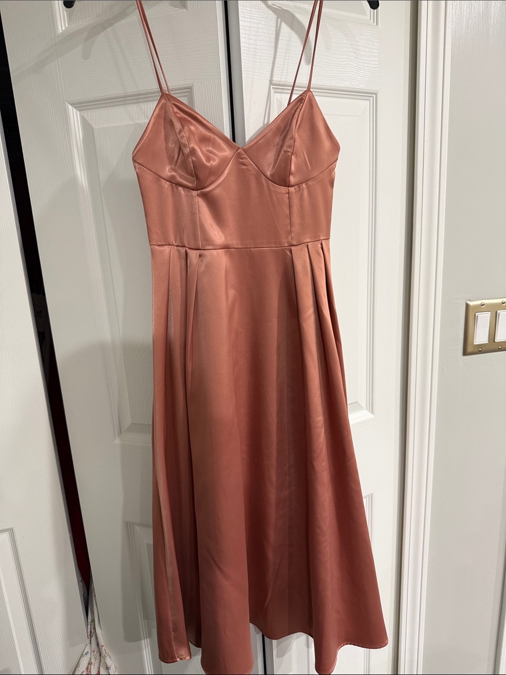 H&M Satin Midi Dress in Dusty Rose